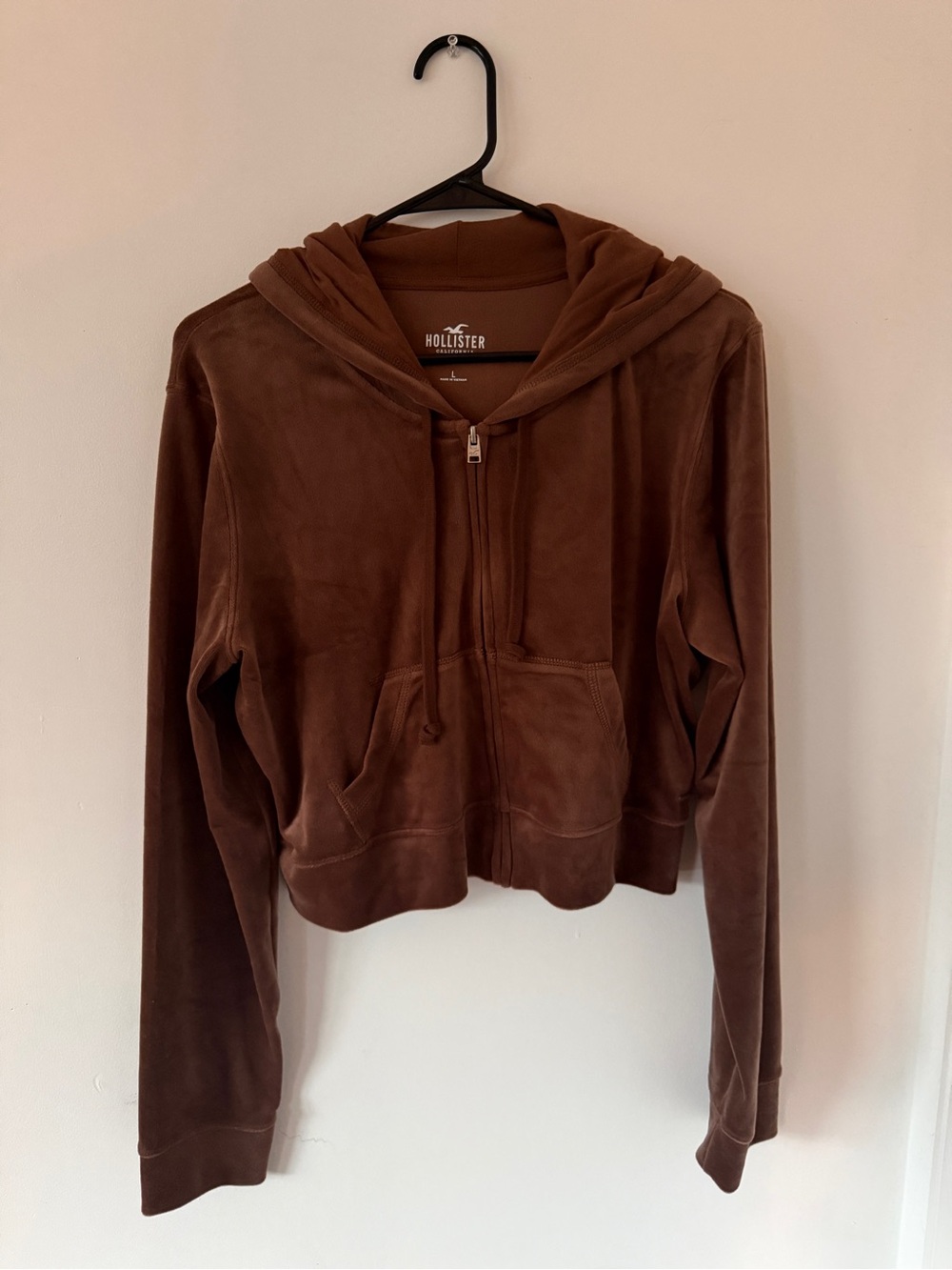 Brown Hollister Cropped Zip Hoodie
